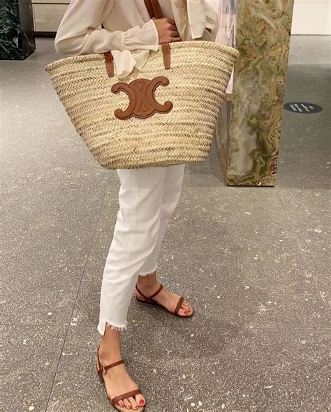 celine raffia beach bag.